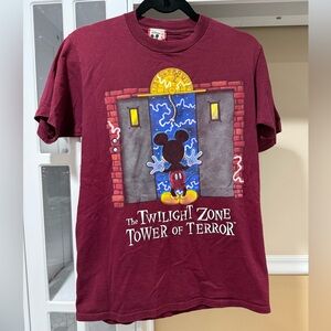 Vintage 90s Disney Designs Maroon The Twilight Zone Tower of Terror T Shirt